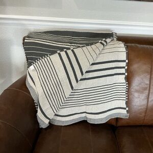 Striped Steel Grey and Cream Throw Blanket 50x60 New